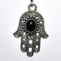 Pen 051b pendentif pendant 55mm hamsa main fatima onyx 5x10mm