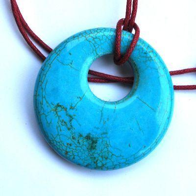 Pen 056a pendentif pendant donut 45mm turquoise 27gr 