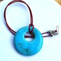 Pen 056b pendentif pendant donut 45mm turquoise 27gr 