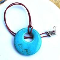 Pen 056c pendentif pendant donut 45mm turquoise 27gr 