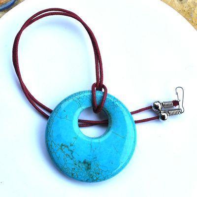 Pen 056a pendentif pendant donut 45mm turquoise 27gr 