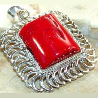 Pen 061b pendentif pendant 40mm corail 22x25mm 28gr argent