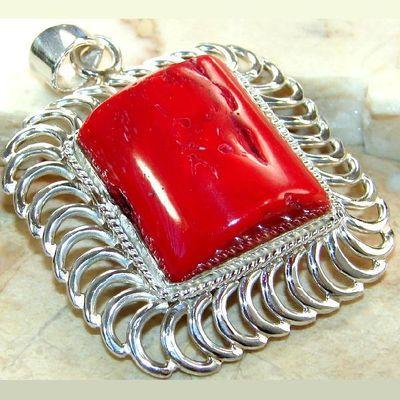 Pen 061c pendentif pendant 40mm corail 22x25mm 28gr argent