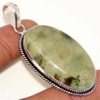 Pen 062a pendentif pendant 24x40mm 20gr prehnite verte ethnique achat vente bijou argent 925