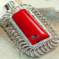 Pen 062a pendentif pendant 65mm corail 15x35mm 21gr argent