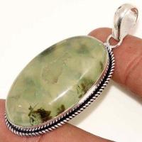 Pen 062b pendentif pendant 24x40mm 20gr prehnite verte ethnique achat vente bijou argent 925