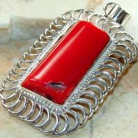 Pen 062b pendentif pendant 65mm corail 15x35mm 21gr argent