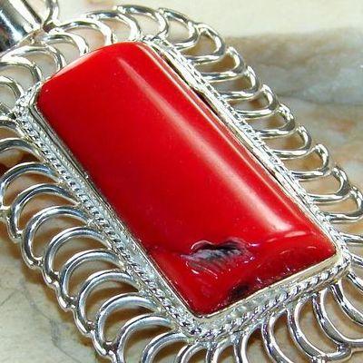 Pen 062c pendentif pendant 65mm corail 15x35mm 21gr argent