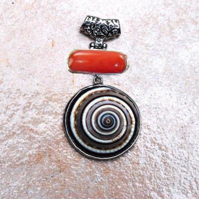 Pen 068 pendentif pendant corail coquillage naturel vente bijou argent 925 4 