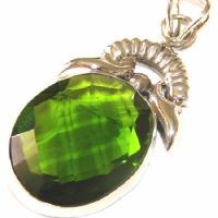 Pen 075 pendentif peridot 22x50mm 42cts argent 925 3