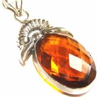 Pen 078 pendentif citrine mandarine 25x50mm 42cts argent 925 1 