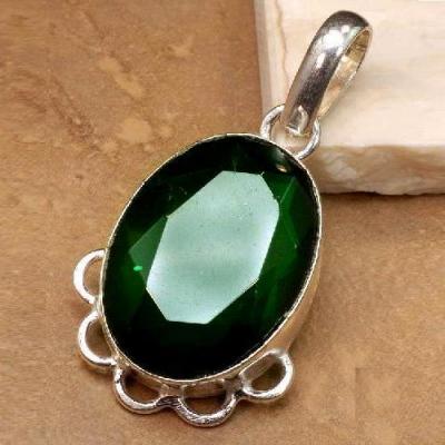 Pen 080 pendentif quartz vert 25x45mm 45cts argent 925 1 