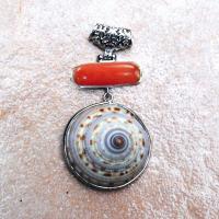 Pen 085 pendentif pendant corail coquillage naturel vente bijou argent 925 2