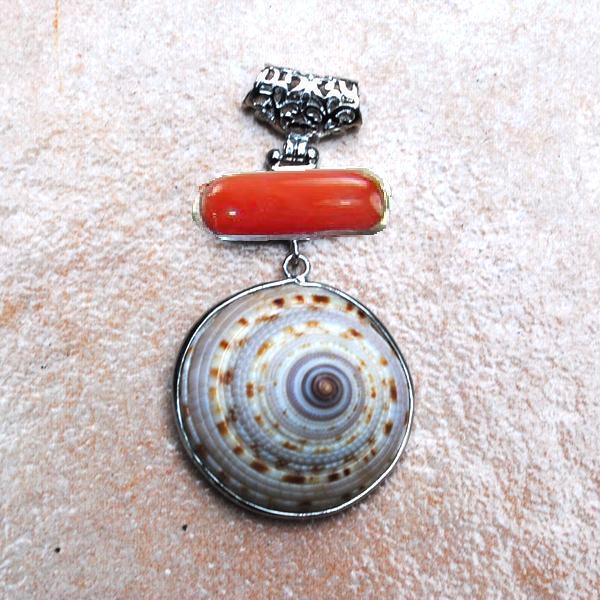 Pen 085 pendentif pendant corail coquillage naturel vente bijou argent 925 2