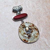 Pen 086 pendentif pendant corail coquillage naturel vente bijou argent 925 3