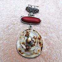 Pen 086 pendentif pendant corail coquillage naturel vente bijou argent 925 4
