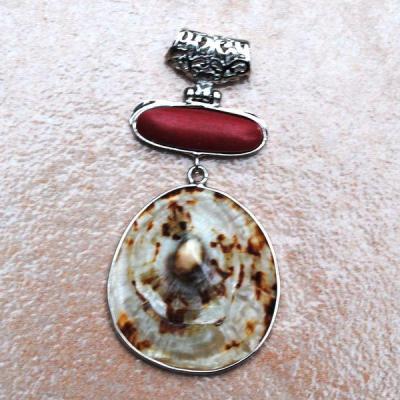 Pen 086 pendentif pendant corail coquillage naturel vente bijou argent 925 2 