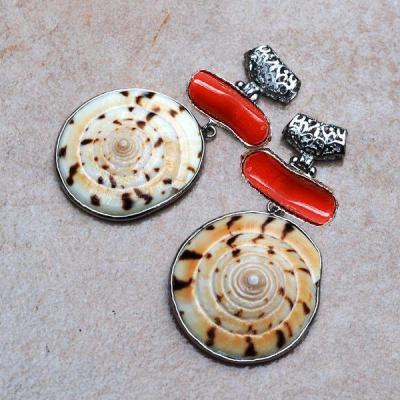 Pen 087 pendentif pendant corail coquillage naturel vente bijou argent 925 5 