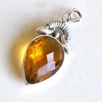 Pen 090 pendentif pendant citrine doree 50mm 20x28mm 9gr bijou argent 925 1 