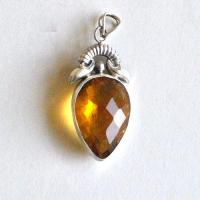 Pen 090 pendentif pendant citrine doree 50mm 20x28mm 9gr bijou argent 925 2