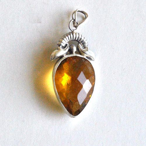 Pen 090 pendentif pendant citrine doree 50mm 20x28mm 9gr bijou argent 925 2