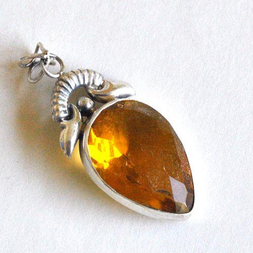 Pen 090 pendentif pendant citrine doree 50mm 20x28mm 9gr bijou argent 925 3