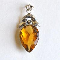 Pen 090 pendentif pendant citrine doree 50mm 20x28mm 9gr bijou argent 925 4 