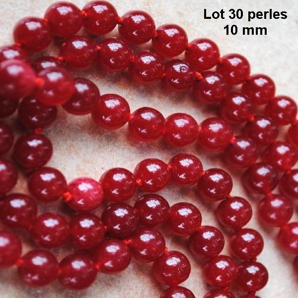Prl 001b lot 30 perles rubis cachemire 10mm 40gr loisirs creatifs
