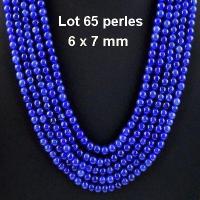 Prl 002a lot 65 perles saphir 6x7mm cachemire 32gr loisirs creatifs fabrication bijoux