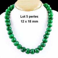 Prl 003b lot 5 perles facettee12x18mm emeraudes 28gr loisirs creatifs creation bijoux