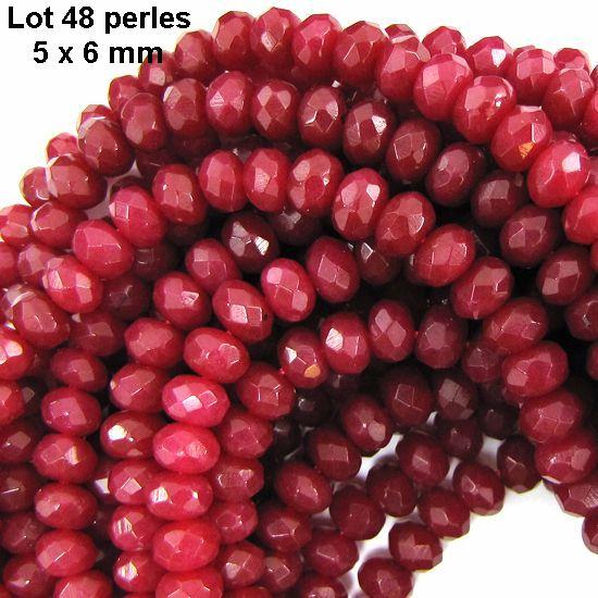 Prl 004a lot 48 perles rubis cachemire 5x6mm 15gr loisirs creatifs