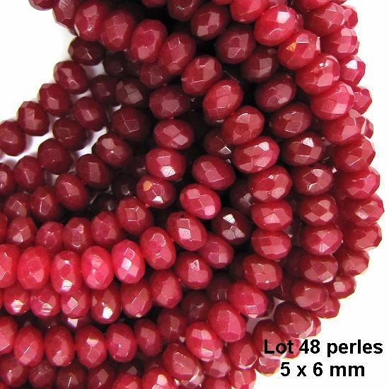 Prl 004b lot 48 perles rubis cachemire 5x6mm 15gr loisirs creatifs