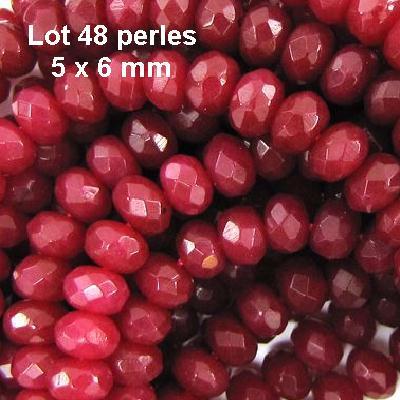 Prl 004c lot 48 perles rubis cachemire 5x6mm 15gr loisirs creatifs