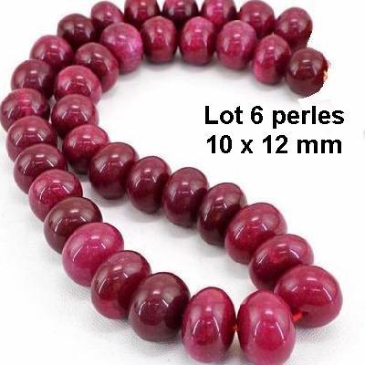 Prl 005c lot 6 perles rubis cachemire 10x12mm 14gr loisirs creatifs