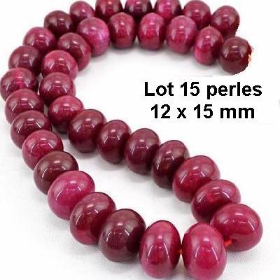 Prl 010a lot 15 perles rubis cachemire 12x15mm 58gr loisirs creatifs