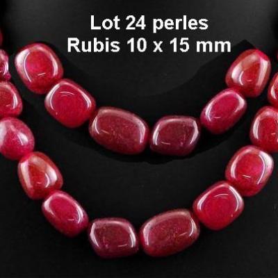 Prl 011a lot 24 perles olivettes rubis 10x15mm 88gr creation collier bijoux