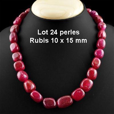 Prl 011b lot 24 perles olivettes rubis 10x15mm 88gr creation collier bijoux