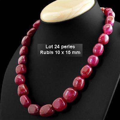 Prl 011c lot 24 perles olivettes rubis 10x15mm 88gr creation collier bijoux