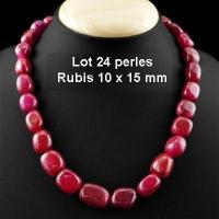 Prl 011d lot 24 perles olivettes rubis 10x15mm 88gr creation collier bijoux