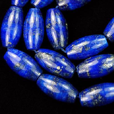 Prl 021b lot 10xperles lapis lazuli 10x20mm olivettes polie loisirs creatifs creation bijou