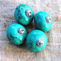 Prl 035 perles turquoise tibetaine 26x25mm achat vente loisirs creatifs 1 
