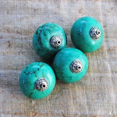 Prl 035 perles turquoise tibetaine 26x25mm achat vente loisirs creatifs 3 