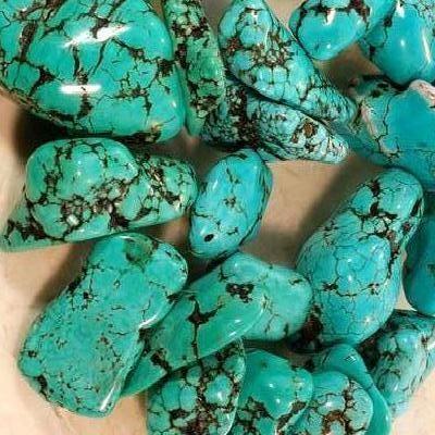 Prl 037 lot perle turquoise naturelle bleue 20x15 achat vente loisirs creatifs 1 