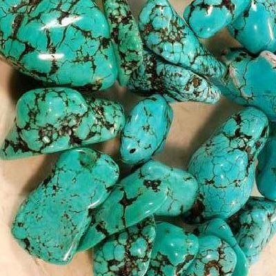 Prl 037 lot perle turquoise naturelle bleue 20x15 achat vente loisirs creatifs 2