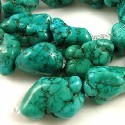 Prl 048 perle turquoise naturelle bleue 20x25x30mm achat vente loisirs creatifs 1 