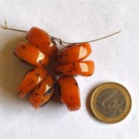 Prl 072 lot 7 perles ambre ancienne tibetaine 20gr 8x20mm ethnique 2 