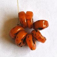 Prl 072 lot 7 perles ambre ancienne tibetaine 20gr 8x20mm ethnique 4 