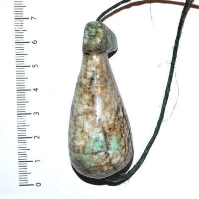 Scu 030c pendentif phallus perle amazonite 44gr 65x30mm prehistorique neolitique gaulois celte