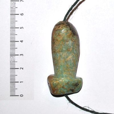 Scu 033c pendentif phallus perle amazonite 29gr 55x22mm prehistorique neolitique gaulois celte
