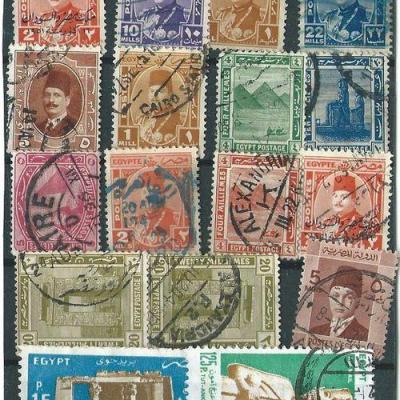Tp 1003a lot de 16 timbres anciens postes egypte obliteres